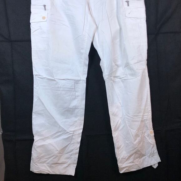 Talbots Womens Pants White High Rise Signature Zip Cargo Pockets Stretch 10 - Picture 3 of 12